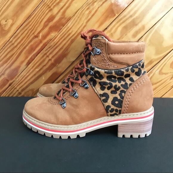 SCHUTZ Keida Leopard Calf Hair Hiking Boots - Picture 7 of 10